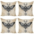 thumbnail image 1 of Ambesonne Fantasy Throw Pillow Cover 4 Pack, Hawk Moth Skull Magic, 16", White Black and Cream, 1 of 7