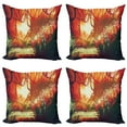 thumbnail image 1 of Ambesonne Fantasy Throw Pillow Cover 4 Pack, Modern Autumn Forest, 16", Orange Green, 1 of 6