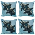 thumbnail image 1 of Ambesonne Fantasy Throw Pillow Cover 4 Pack, Sci Fi Alien Ship UFO, 24", Pale Blue Grey, 1 of 6