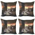 thumbnail image 1 of Ambesonne Fantasy Throw Pillow Cover 4 Pack, Sci-Fi Empty City Robot, 18", Dark Taupe Salmon, 1 of 7