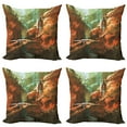 thumbnail image 1 of Ambesonne Fantasy Throw Pillow Cover 4 Pack, Spaceship in Canyon, 18", Brown, 1 of 5