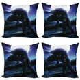 thumbnail image 1 of Ambesonne Fantasy Throw Pillow Cover 4 Pack, Surreal Werewolf Eyes, 18", Purple Blue, 1 of 5