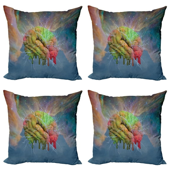 Ambesonne Fantasy Throw Pillow Cover 4 Pack, Visual Modern Energy, 20", Blue Pistachio