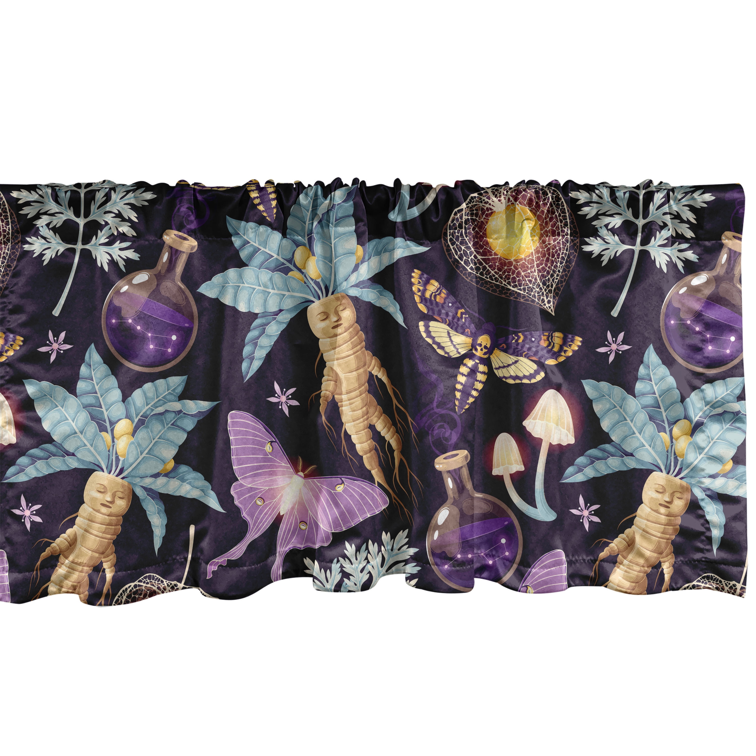 Ambesonne Fantasy Vibes Window Valance with Rod Pocket, Retro Death ...