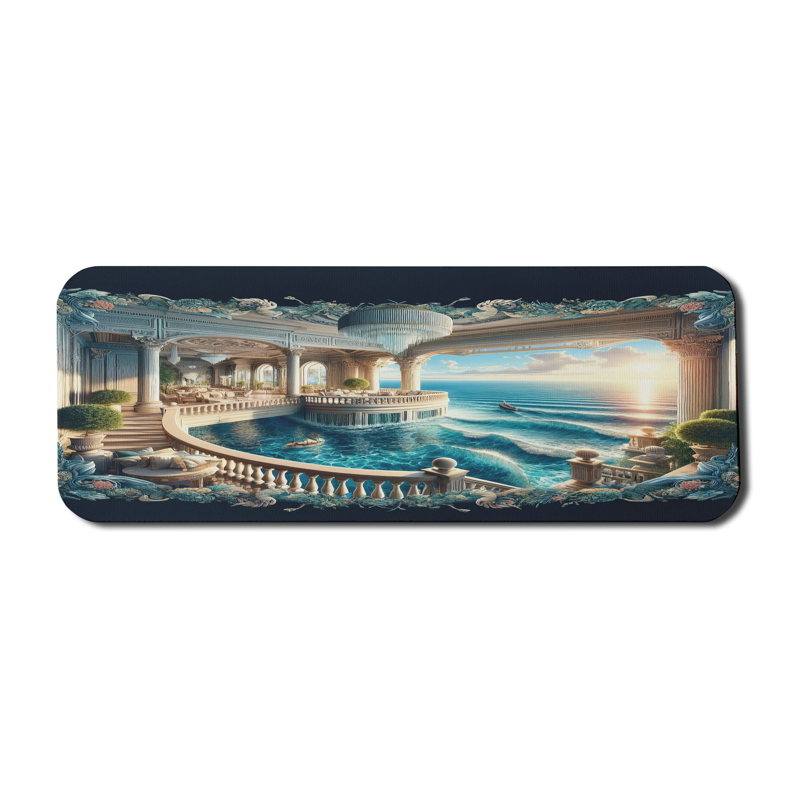Ambesonne Fantasy Mauspad – Mit Steampunk-Luftschiff-Motiv, Rutschfeste Gummi-Unterseite, 23x19 Cm