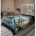 thumbnail image 1 of Ambesonne Fantasy World Flat Sheet, Balcony to the Ocean, TwinXL Size, Dark Turquoise and Ecru, 1 of 1