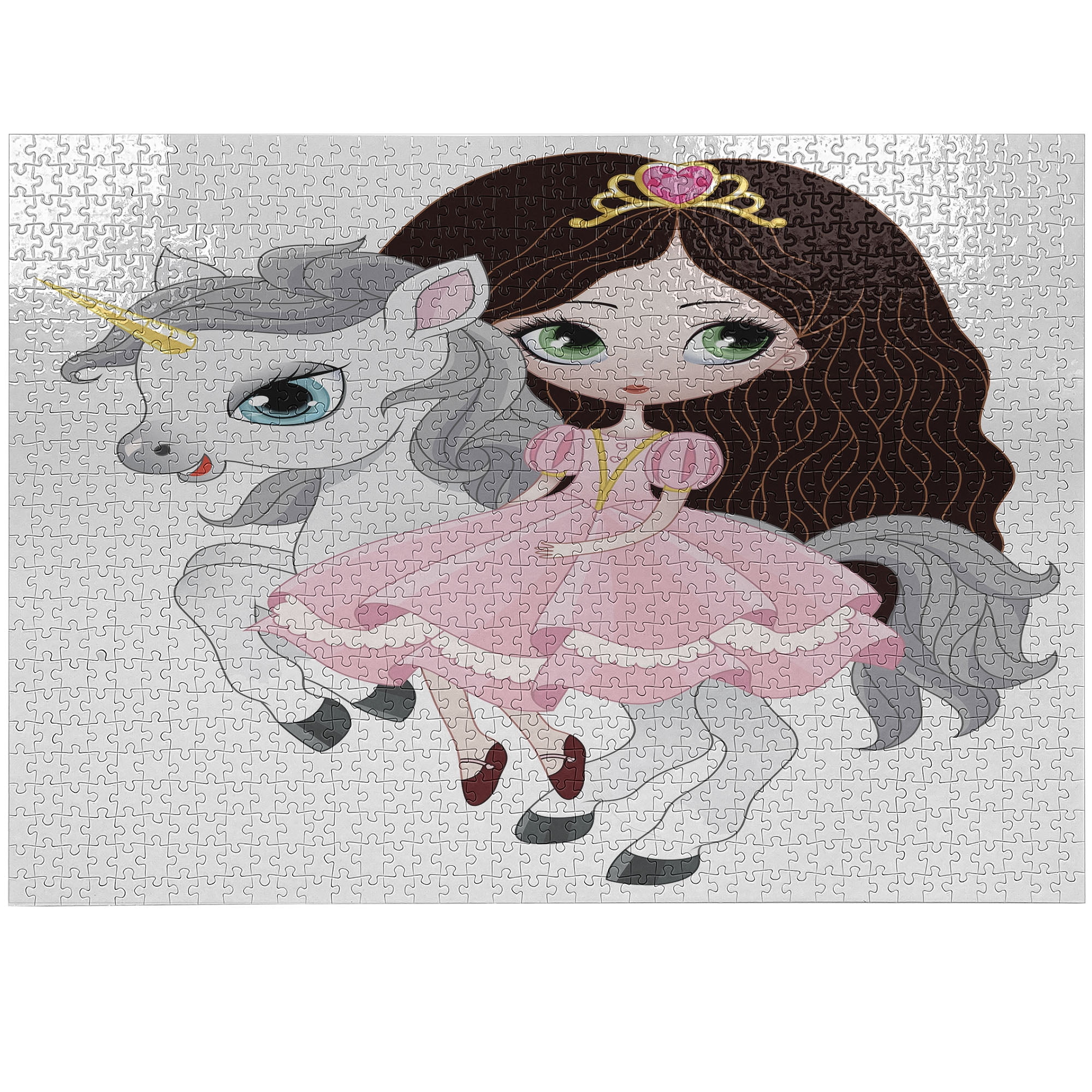 Ambesonne Fantasy World Jigsaw Puzzle Durable Cardboard, Girl on Pony