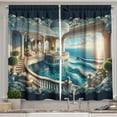 thumbnail image 1 of Ambesonne Fantasy World Kitchen Curtains, Balcony to the Ocean, 55"x30", Dark Turquoise and Ecru, 1 of 3
