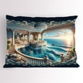 thumbnail image 1 of Ambesonne Fantasy World Pillow Sham, Balcony to the Ocean, 36" X 20", Dark Turquoise and Ecru, 1 of 2