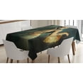 thumbnail image 1 of Ambesonne Fantasy World Tablecloth Rectangular Table Cover, Digital Forest Elf, 60"x90", Petrol Blue Beige, 1 of 3
