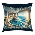thumbnail image 1 of Ambesonne Fantasy World Throw Pillow Cushion Cover, Balcony to the Ocean, 40" X 40", Dark Turquoise and Ecru, 1 of 2