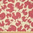 thumbnail image 1 of Ambesonne Farm Fabric by the Yard Microfiber, Rooster Chicken Animal Pattern, 2 Yards, Cream Coral, 1 of 2