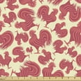 thumbnail image 1 of Ambesonne Farm Fabric by the Yard Upholstery, Rooster Chicken Animal Pattern, 10 Yards, Cream Coral, 1 of 5