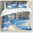 thumbnail image 1 of Ambesonne Farm House Duvet Cover Set, Winter Snowy Pines, 2-Calking, White Blue, 1 of 7