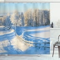 thumbnail image 1 of Ambesonne Farm House Shower Curtain, Winter Snowy Pines, 69"Wx84"L, White Blue, 1 of 5