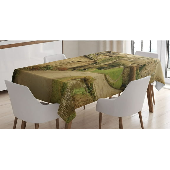 Ambesonne Farm House Tablecloth Rectangular Table Cover, Retro England Brick, 60"x90", Grey Green