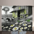 thumbnail image 1 of Ambesonne Farmhouse Curtains 2 Panel Set, Barn with Cow Butterflies, 108" x 63", Lime Green and Grey, 1 of 2