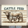 thumbnail image 1 of Ambesonne Farmhouse Curtains 2 Panel Set, Vintage Cow on Stripes, 108" x 84", Tan Ivory Warm Taupe, 1 of 2