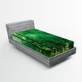thumbnail image 1 of Ambesonne Farmhouse Fitted Sheet, Forest Trees Morning, Twin XL Size, Green White, 1 of 3