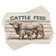 thumbnail image 1 of Ambesonne Farmhouse Place Mats Set of 4, Vintage Cow on Stripes, Standard Size, Tan Ivory Warm Taupe, 1 of 5
