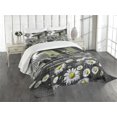 thumbnail image 1 of Ambesonne Farmhouse Quilted Bedspread Set 3 Pcs, Barn with Cow Butterflies, King Size, Lime Green and Grey, 1 of 4