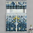 thumbnail image 1 of Ambesonne Farmhouse Valance & Curtain 3 Pcs Set, Ethnic Flowers and Barn, 55"x36", Blue Yellow, 1 of 7