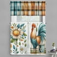thumbnail image 1 of Ambesonne Farmhouse Valance & Curtain 3 Pcs Set, Rooster Daisy and Plaid, 55"x45", Cadet Blue and Orange, 1 of 7