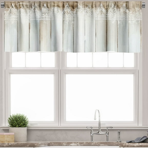 Ambesonne Farmhouse Valance Pack of 2, Modern Rustic Cottagecore, 42"X18", Dark Mustard White Dusk