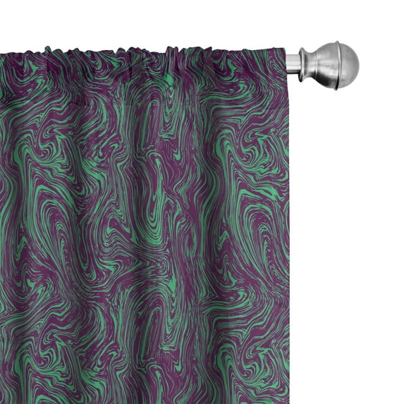 Ambesonne Fashion 4-Panel Curtains, Bitonal Marble Like Art, 56"x63", Dark Purple Sea Green