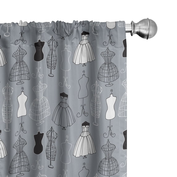 Ambesonne Fashion 4-Panel Curtains, Haute Couture Atelier Art, 56"x84", Blue Grey Grey