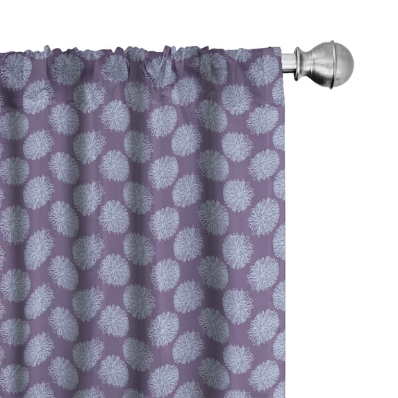 Ambesonne Fashion Window Curtains, Simplistic Style Flowers, Each 28" W x 63" L, Pale Eggplant and Ceil Blue