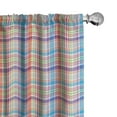 thumbnail image 1 of Ambesonne Fashion Curtains, Colorful Plaid Ornament, Pair of 28"x95", Dark Coral Blue and Green, 1 of 4