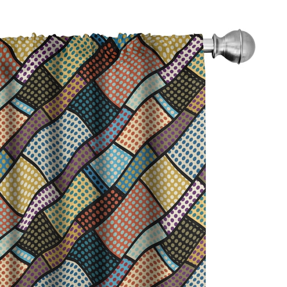 Ambesonne Fashion Curtains, Dots Pattern Rectangles Art, Pair of 28"x63", Burnt Orange and Pale Teal