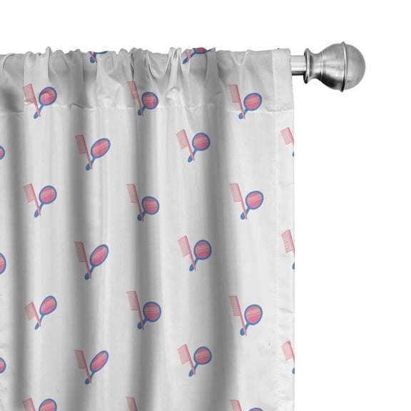 Ambesonne Fashion Curtains, Mirror and Combs Pattern, Pair of 28"x63", Pastel Pink and Sea Blue
