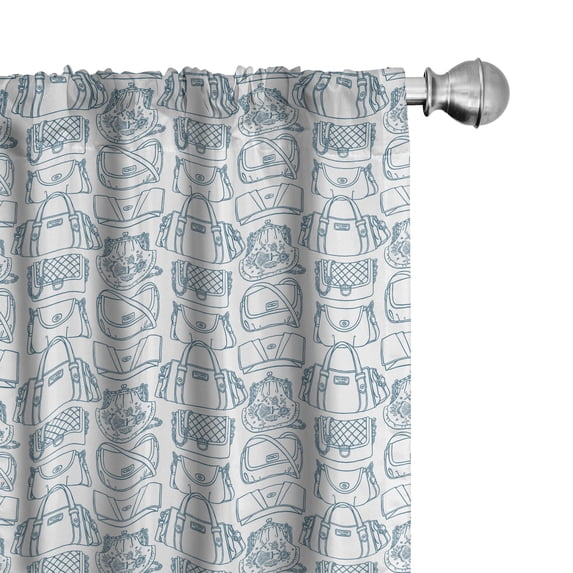 Ambesonne Fashion Curtains, Modern Travel Ornaments Art, Pair of 28"x63", Pale Slate Blue and White