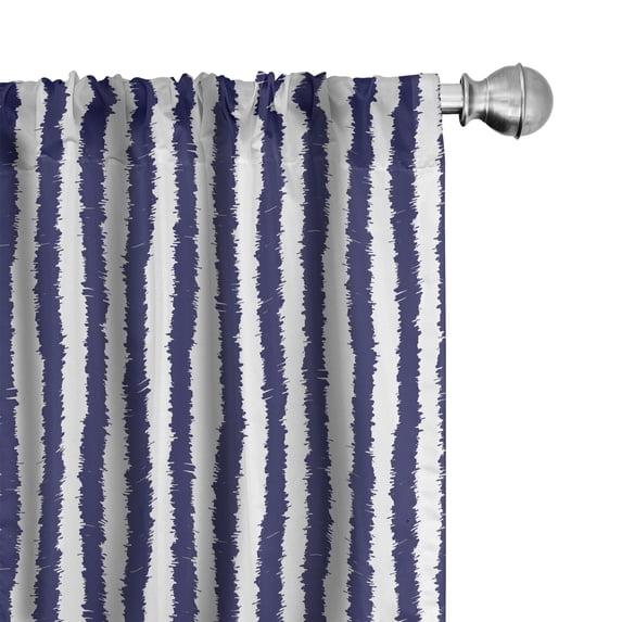 Ambesonne Fashion Curtains, Monochrome Sketchy Lines, Pair of 28"x63", Dark Indigo White