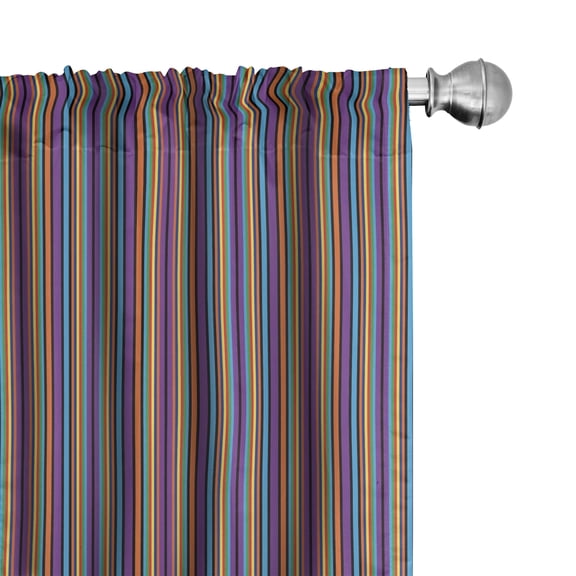 Ambesonne Fashion Curtains, Multicolored Vertical Lines, Pair of 28"x63", Violet Orange and Yellow
