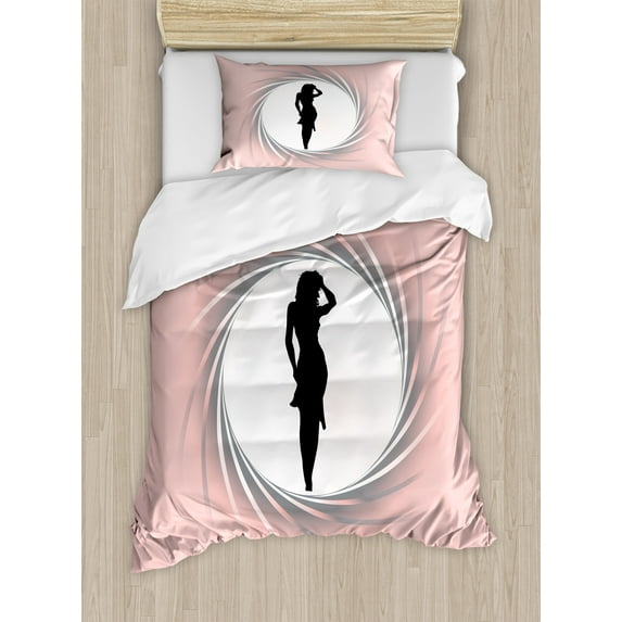 Ambesonne Fashion Duvet Cover Sets, Hot Lady Pastel, 2-Twin, Black Pink