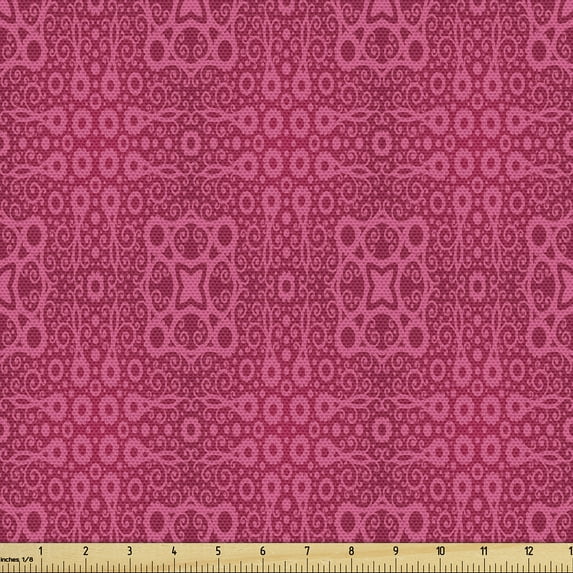 Ambesonne Fashion Fabric by the Yard Upholstery, Abstract Ethnic Shapes Art, 10 Yards, Dark Pink and Magenta