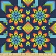 thumbnail image 1 of Ambesonne Fashion Fabric by the Yard Upholstery, Colorful Digital Flowers, 10 Yards, Marigold Turquoise Green, 1 of 5