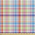 thumbnail image 1 of Ambesonne Fashion Fabric by the Yard Upholstery, Colorful Plaid Ornament, 5 Yards, Dark Coral Blue and Green, 1 of 5