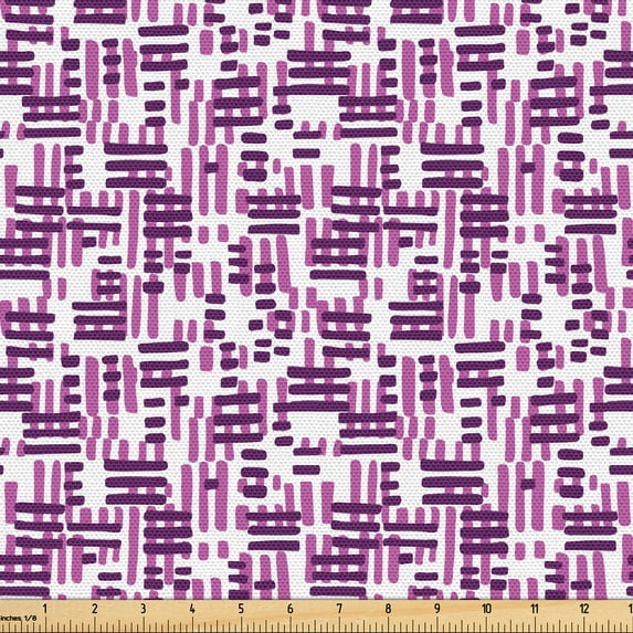 Ambesonne Fashion Fabric by the Yard Upholstery, Rectangle Lines Plain Back, 10 Yards, Dark Purple and Pale Fuchsia