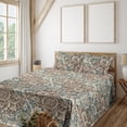 thumbnail image 1 of Ambesonne Fashion Fitted & Flat Sheet with Sham 3 Pcs Set, Antique Feeling Flora Art, Twin, Grey Teal Umber and Taupe, 1 of 1