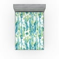 thumbnail image 1 of Ambesonne Fashion Fitted Sheet, Abstract Grungy Flowers Art, King Size, Dark Teal and Almond Green, 1 of 5