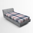 thumbnail image 1 of Ambesonne Fashion Fitted Sheet, English Tartan Motif, Twin XL Size, Violet Blue Orange White, 1 of 2
