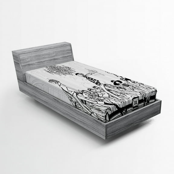 Ambesonne Fashion Fitted Sheet, Fashion Women Catwalk, Twin XL Size, White Black