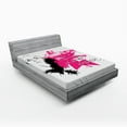thumbnail image 1 of Ambesonne Fashion Fitted Sheet, Inspirational Vogue, Full Size, Pale Grey Black Pink, 1 of 3