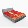 thumbnail image 1 of Ambesonne Fashion Fitted Sheet, Lady Hair Floral Ornament, Queen Size, Orange Cream Red, 1 of 3