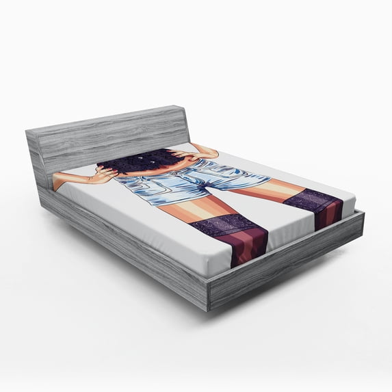Ambesonne Fashion Fitted Sheet, Woman, Full Size, Multicolor