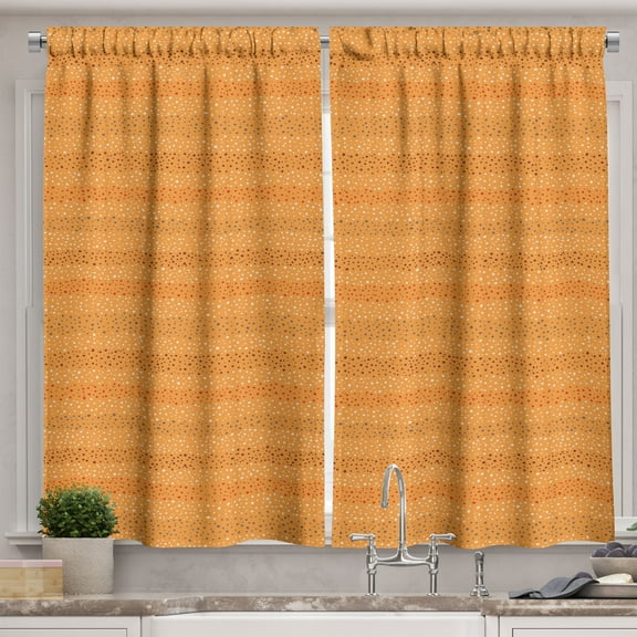 Ambesonne Fashion Kitchen Curtains, Colorful Small Dots Art, 55"x24", Pale Orange and Scarlet